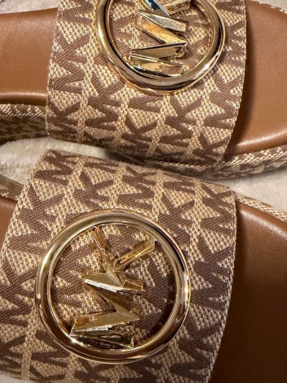 MICHAEL Michael Kors Brown Logo Platform Slide Sandals
